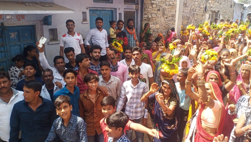 सर्व नव समाज नोहरे के मुहूर्त पर निकाली कलश यात्रा