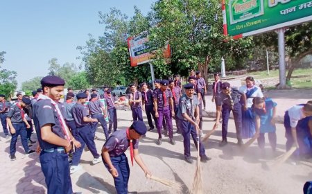 नेशनल ग्रीन  कोर योजना में  स्काउट गाइड  ने किया श्रमदान   