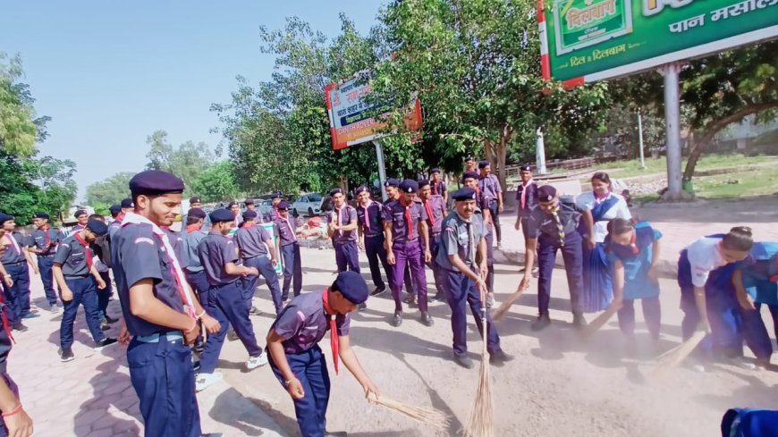 नेशनल ग्रीन  कोर योजना में  स्काउट गाइड  ने किया श्रमदान   