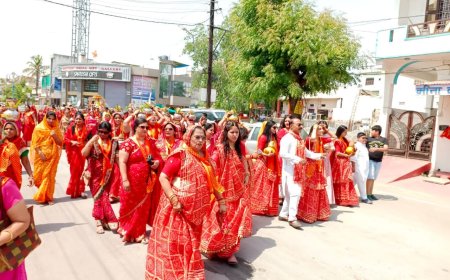 प्रतापनगर के लक्ष्मीनारायण मंदिर में भागवत कथा शुरू, कलश यात्रा निकाली 