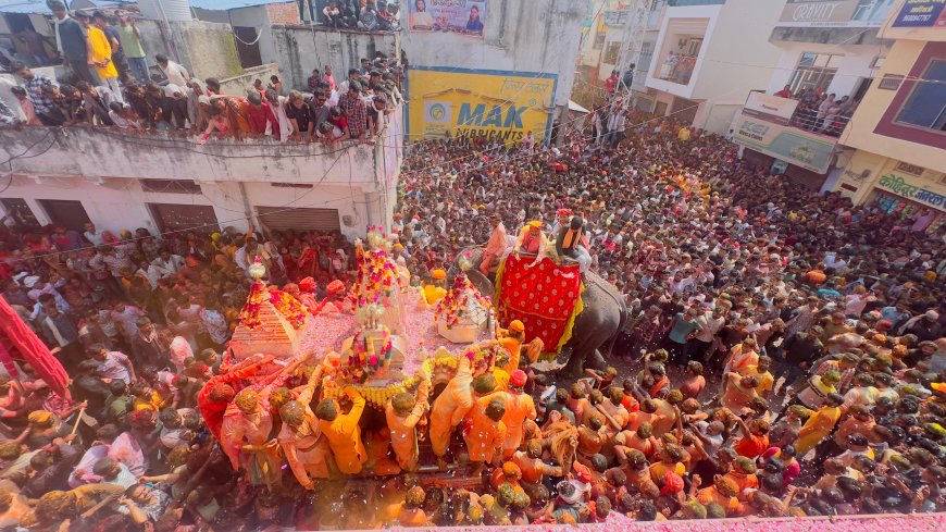 श्री सांवलिया सेठ मेले के दूसरे दिन चांदी के रथ में निकाली गई भव्य शोभायात्रा  हेलीकॉप्टर से की गई पुष्प वर्षा