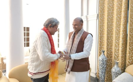 चित्तौड़गढ़ सांसद सीपी जोशी ने दिल्ली निवास पर किया कपिल देव का स्वागत