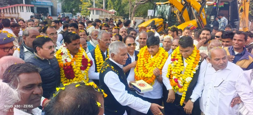 नव मनोनीत कांग्रेस पदाधिकारियों का पूर्व राज्यमंत्री सुरेंद्रसिंह जाड़ावत के नेतृत्व में भव्य स्वागत
