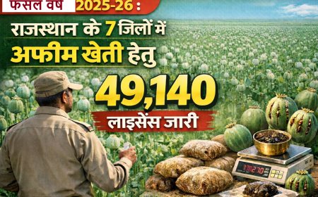 फसल वर्ष 2025-26 : राजस्थान के 7 जिलों में अफीम खेती हेतु 49,140 लाइसेंस जारी